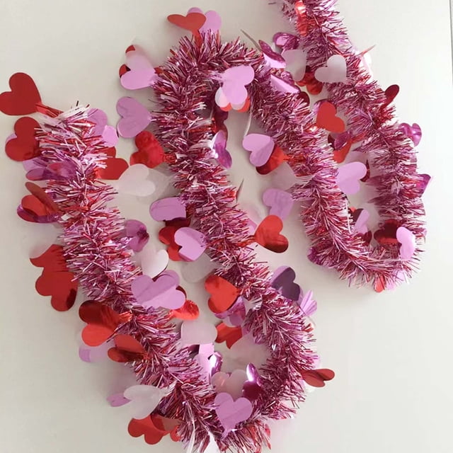 LSLJS Valentine's Day Heart-shaped Metal Wire Wreath Twisted Shiny Ceiling Decoration, Home Accessories