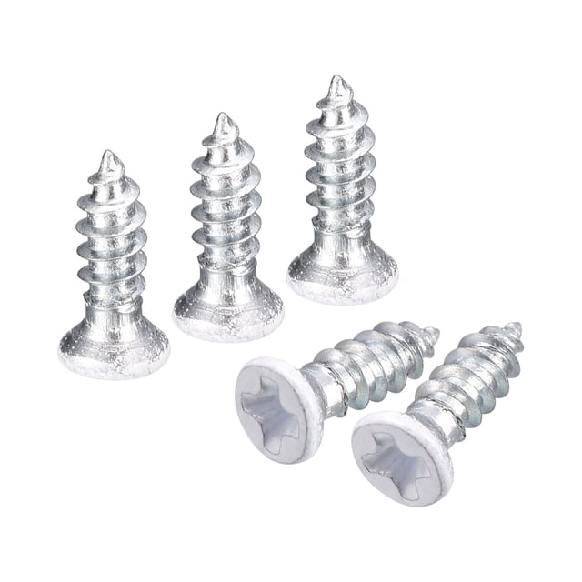 Unique Bargains Vis Blanches ST2.5x8mm à Taraudage Automatique, Lot de 100 Vis à Tête Plate à Vis Phillips pour le Travail du Bois