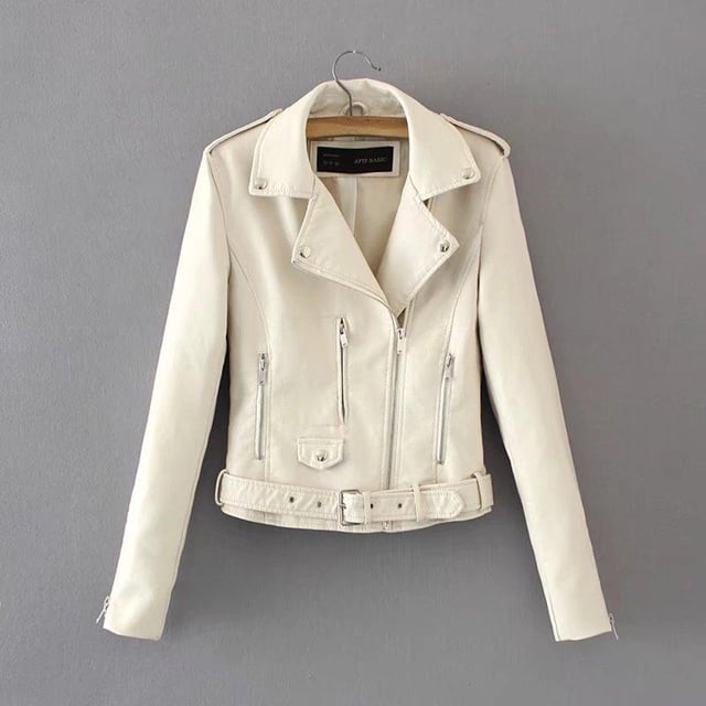 EGNMCR Veste à Manches Longues pour Femmes, Veste Décontractée Sans Capuche à Manches Longues, Veste à Moteur à Col Rabattu, Manteau Court Punk à Fermeture Éclair