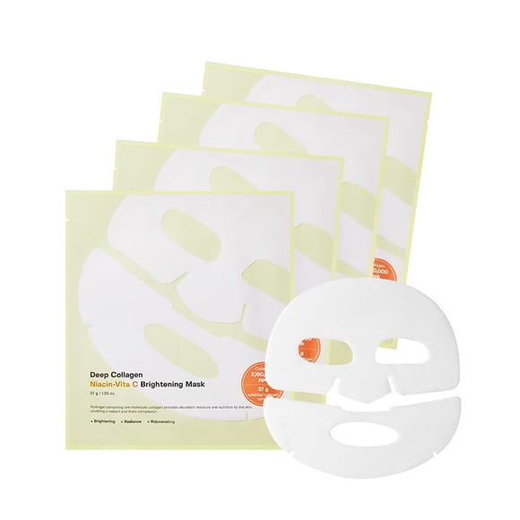SUNGBOON EDITOR Masque de Nuit Éclaircissant au Collagène Profond Niacinamide-Vita C 37gx4ea / le Vrai Collagène 2 160 000ppb / Masques Hydrogel pour le Visage avec Collagène de Faible Poids Moléculaire pour l'Élasticité et les Taches Brunes