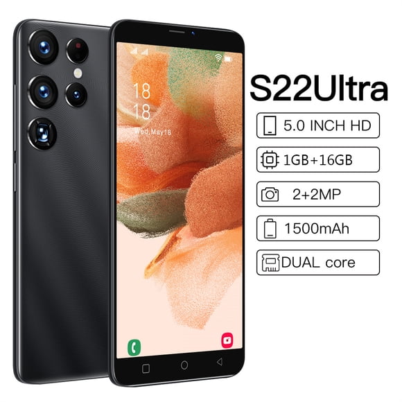 S22Ultra Téléphone Intelligent à Écran 5,0 Pouces Double Carte SIM Téléphone Intelligent 1 Go + 16 Go Batterie 1500 mAh Caméra Arrière 2 MP Caméra avant 2 MP Téléphone Intelligent