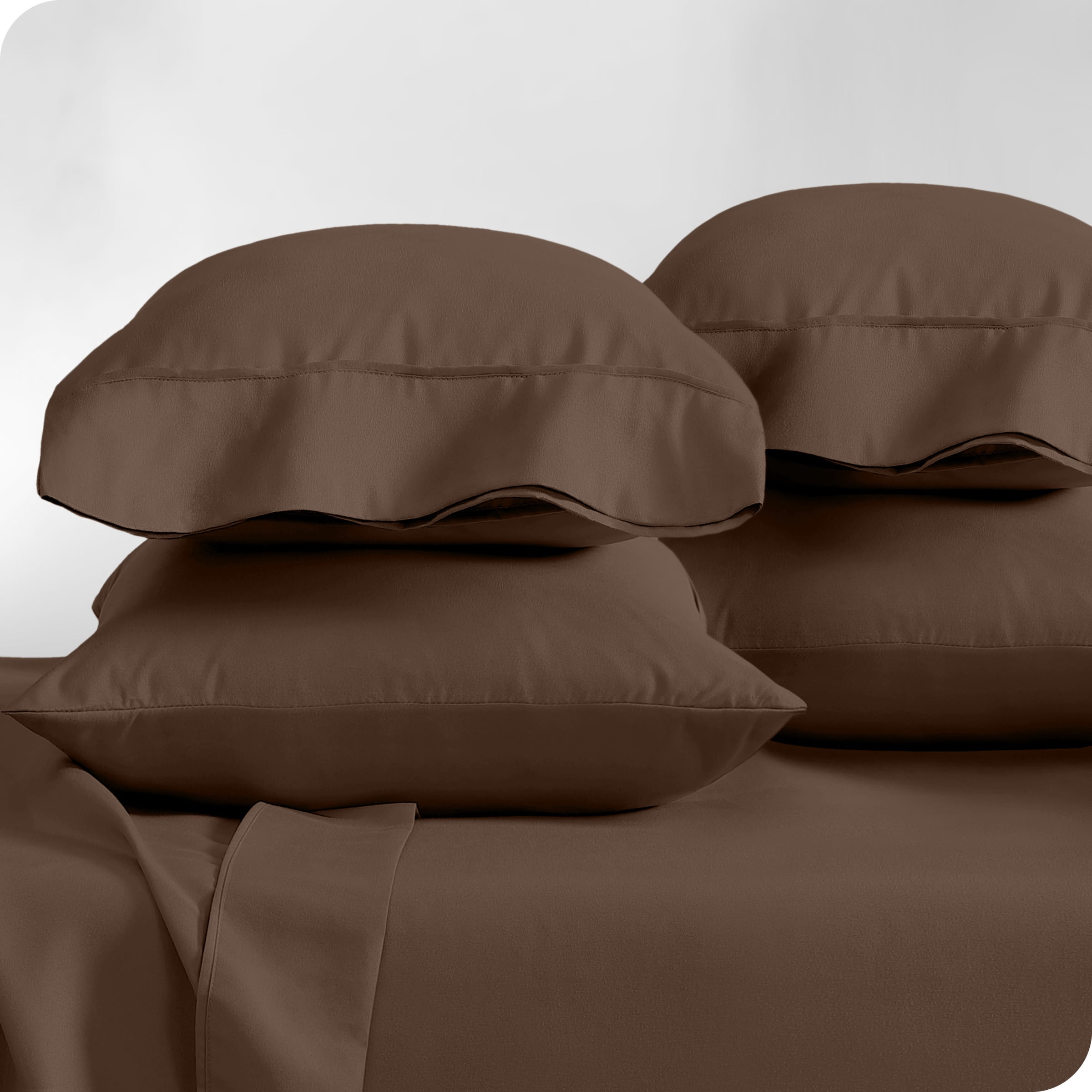 Bare Home Pillowcase Set - Premium 1800 Collection - Double Brushed - Ultra Soft - King Size, Cocoa, 4 Count