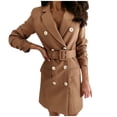 thumbnail image 1 of WEIYLL Womens Fleece Jackets Double Long Sleeve Belt Dress Solid Color Mid Length Khaki Fall Coats Size M, 1 of 5