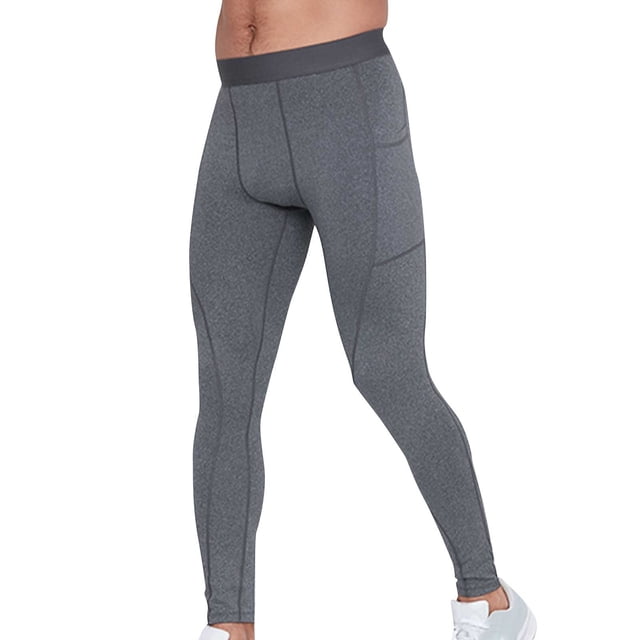 hoksml Men's Drying Yoga Workout Tights with Color Block Elastic Waist Compression Base Layer Pants for Gym Training