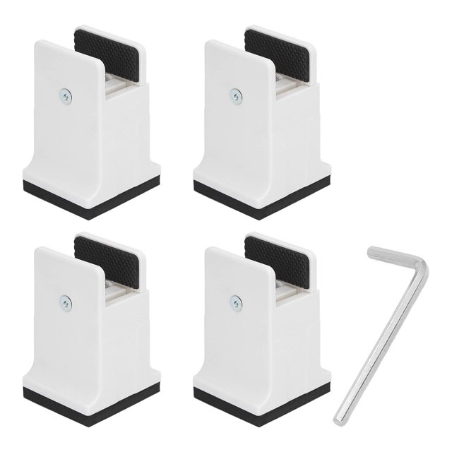 4pcs Adjustable Furniture Risers with Screw Clamp Rubber Bed Couch Risers for Heavy Duty Furniture White