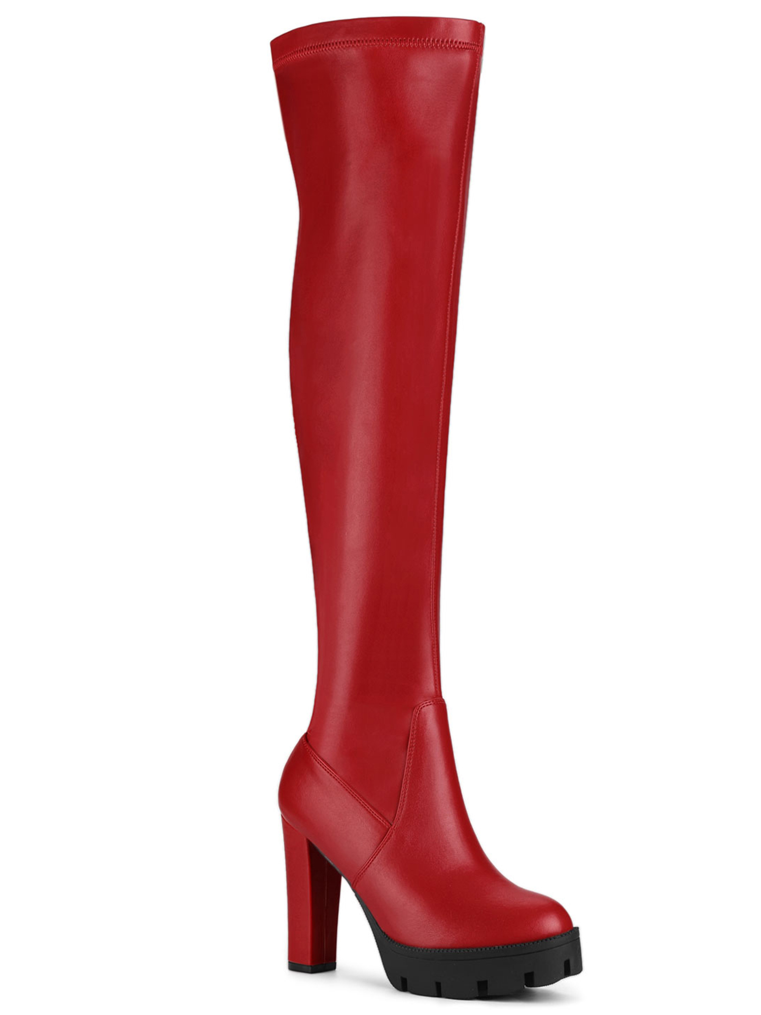 Unique Bargains Women's Platform Heels Chunky Heel Over Knee High Boots