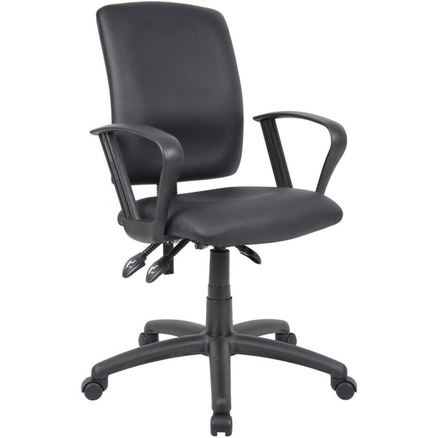Nicer Furniture Chaise de Dessin Multifonction en PU Noire avec Siège et Dossier Profilés Rembourrés, Accoudoirs en Boucle Sans Anneau, Levage à Gaz Pneumatique, Réglage de Hauteur de 28 à 33 Pouces, et une base en nylon Cinq Étoiles de 27 Pouces avec Roulettes à double Roues à Capuchon pour la Stabilité et la Mobilité, Convient à l'Utilisation sur Bureau.