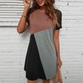 thumbnail image 1 of Jusqu'à 65 % de Rabais! Robes d'Été Mode pour Femmes 2024 Grande Taille Loisirs Dentelle Manches Courtes Col Rond Couleurs Contrastantes Robes, 1 of 6