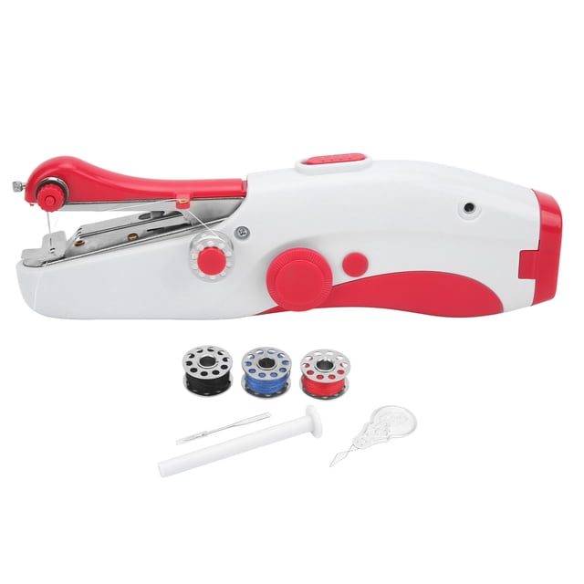 Hand Sewing Machine, DIY Sewing Lightweight Sturdy Portable Handheld Sewing Machine For Home For Traveling Red
