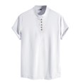 thumbnail image 1 of BOBOGOJP Men's Linen Shirts Button Down Short Sleeve Linen Shirts for Men,White XL, 1 of 5