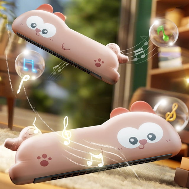 EazyTech Cartoon Animal Harmonica for Kids, Early Education Wind Musical Instrument Toy with Dinosaur/Cat/Bear Designs, Lung Development & Rhythm Training, Beginner Musical Gift for Children