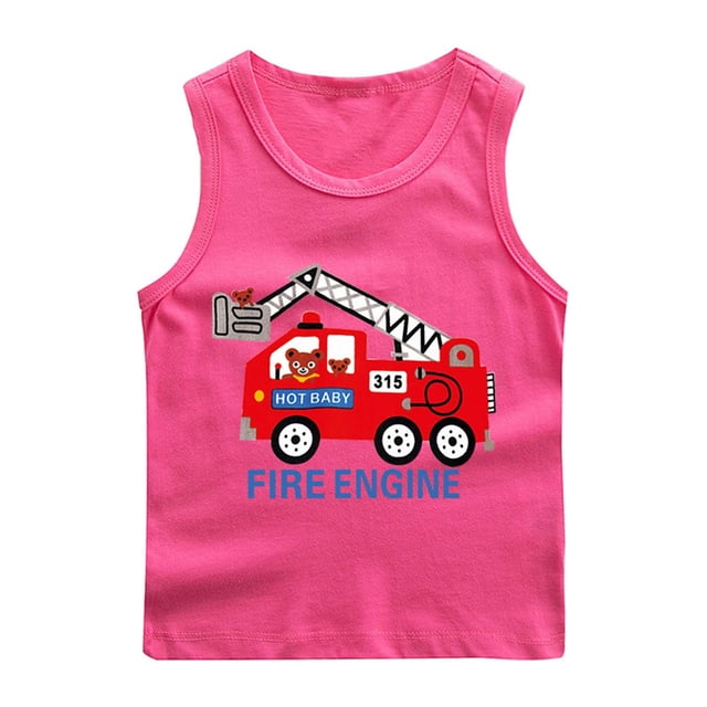 RXIRUCGD 2025 Vêtements d'Été pour Enfants Chemise de Base à Col Rond Sans Manches pour Garçons