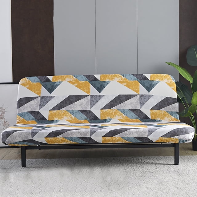 2024 Futon Slipcover Armless Sofa Covers Stretch Sofa Bed Slipcover Protector Elastic (Light Gray Animal)