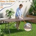 thumbnail image 4 of FDW 6 FT Outdoor Dining Table, Portable Plastic Table with Carrying Handle Perfect for Indoor, Outdoor, Party, Dining, Wedding, Events, Camping, Brown, 4 of 7