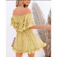 thumbnail image 3 of Women‘s Summer Off Shoulder Dress Pleated Flowy Neck Belt Printed Dress, 3 of 4