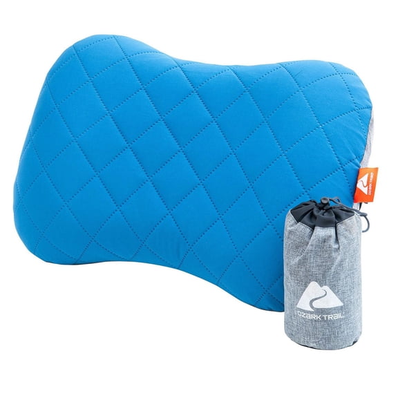 Ozark Trail , Air Pillow with Cover, Ultra-Light, Inflateable, Use Camping, Hiking or Travel, Suitable for All Ages, Carry Bag Included, Colour Blue.