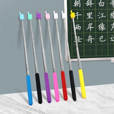 Pointeur d'Enseignant Rétractable Coloré Poignée Antidérapante Design de Doigt Tige Télescopique en Acier Inoxydable Guidage Multifonctionnel Long Pointeur d'Enseignement Pointeur pour Tableau Blanc Fournitures Scolaires