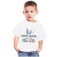 thumbnail image 4 of Penkiiy T-Shirts de Pâques pour Enfants Tout-Petits Garçons Filles Mode Oreilles de Lapin de Pâques Oeufs de Pâques Imprimé Col Rond Imprimé Manche Courte Haut 4 Ans Blanc, 4 of 4