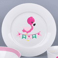 thumbnail image 4 of Vesta Baby 3 Piece Kids Ceramic Dinnerware Set - Plate, Bowl, Cup - Flamingo, 4 of 6