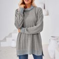 thumbnail image 4 of Timegard Tops for Women High Neck Long Sleeve Side Split Color Block Tshirts Fall Casual Loose Tops, 4 of 5