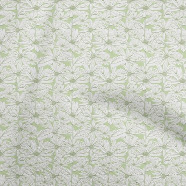 oneOone Viscose Chiffon Mint Green Fabric Floral Fabric For Sewing Printed Craft Fabric By The Yard 42 Inch Wide