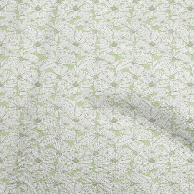 oneOone Popeline de Coton Sergé Vert Menthe Tissu Floral Matière de Robe Tissu Imprimé Tissu au Mètre 56 Pouces de Large