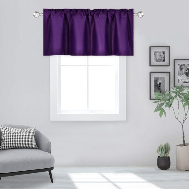 EcoNesxp 18 Inch Small Window Piece Royal Purple Kitchen Window Valance Blackout Rod Pocket Valance for 42 x 18 Inch Small Window 1 Piece Inch Small Window