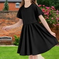 thumbnail image 4 of NTACZA Robes Filles Manches Courtes Midi Décontractées Robes T-Shirt Amples Fluides Robe de Plage pour Ado 5 Ans, 4 of 7
