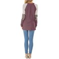 thumbnail image 4 of Nlife Women Colorblock Stripes Leopard Print Crew Neck Long Sleeves Top, 4 of 4