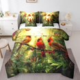 thumbnail image 1 of Housse de Couette Oiseau Cardinal Motif Cardinaux Rouges Ensemble de Literie Jumeau, Branches d'Arbre 7 Pcs Lit en Sac Doux pour Enfants Garçons Décoration de Chambre, Ensemble de Lit Animaux de la Forêt, Vert, 1 of 5