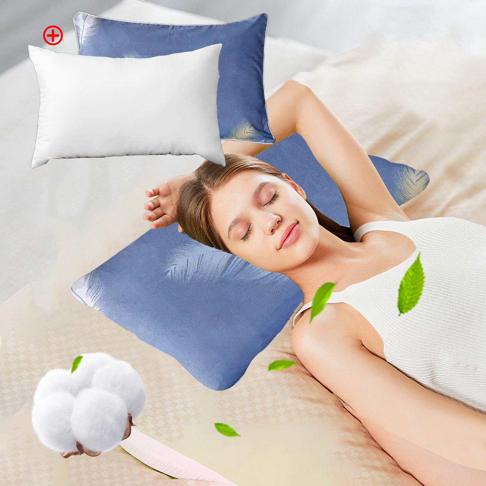 Wzzjkit Bedding Bed Pillow Cool Hotel Quality Corner Propped Pillow for Back Flat or Side Sleeping Pillow with Pillowcase and Pillow Core