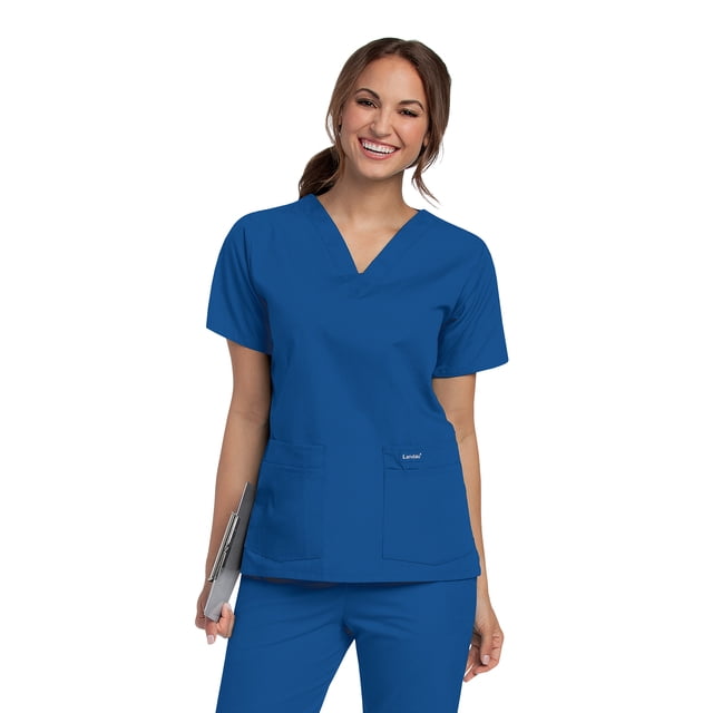 Landau Essentials Haut de Sarrau pour Femmes : 4 Poches, Coupe Classique Décontractée, Col en V Durable 8219