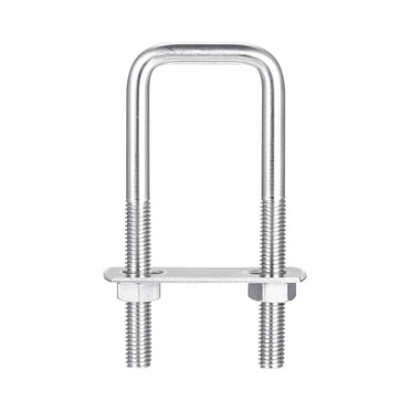 Unique Bargains Square U-Bolts 3 Sets 32mm Inner Width 100mm Length M8 304 Stainless Steel with Nuts and Plates