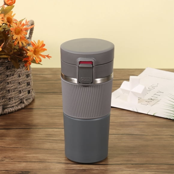 PEONAVET Insulated Water Cup 304 Stainless Steel Insulated Cup Basic Solid Color with Insulated Rubber Cover Coffee Cup with One Click Mechanism Car and Household Insulated Cup