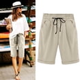 thumbnail image 2 of Plebaso Shorts Décontractés pour Femmes Longueur Genou, Shorts à Cordon, Shorts Roulés, Shorts Simples Légers à Enfiler, 2 of 6