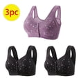 thumbnail image 3 of Bigersell Bras for Women No Underwire Front Closure 3pcs Nursing Bra Style R-80 Breathable Lace Bras Pack R-80-purple, 3 of 5