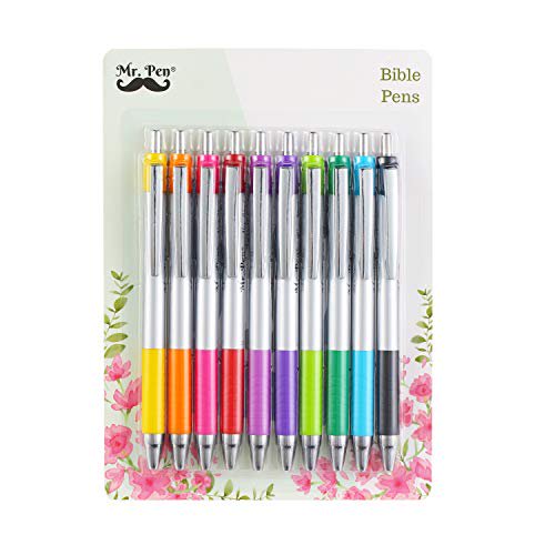 Mr. Pen- Bible Pens, 10 Pack, Assorted Color Pens, Bible Pens No Bleed Through, Bible Journaling Pens, No Bleed Pens, Bible Journaling Supplies, Non-Bleed Fine Point Pens, Colorful Bible Pen