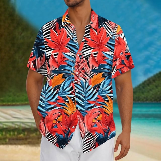 Jusqu'à 50 % de Rabais Horkkom Chemises pour Hommes Manches Courtes Imprimé Palmier Hawaïen Chemises de Plage Été Décontracté Ample Chemise Boutonnée
