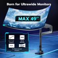 thumbnail image 4 of Bras de Moniteur Ultra Grand pour Écran Incurvé Robuste Supporte des Lb Bras de Moniteur à Ressort à Gaz Réglable Support de Bureau avec Pince en C Base à Oeillets / Support Vesa, 4 of 9