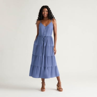 Mexx Women’s Buttoned Through Tiered Dress with Self Belt