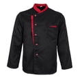 thumbnail image 2 of Long Sleeves Chef Jacket Coat Hotel Waiters Kitchen Uniform Tops Black 3XL, 2 of 9