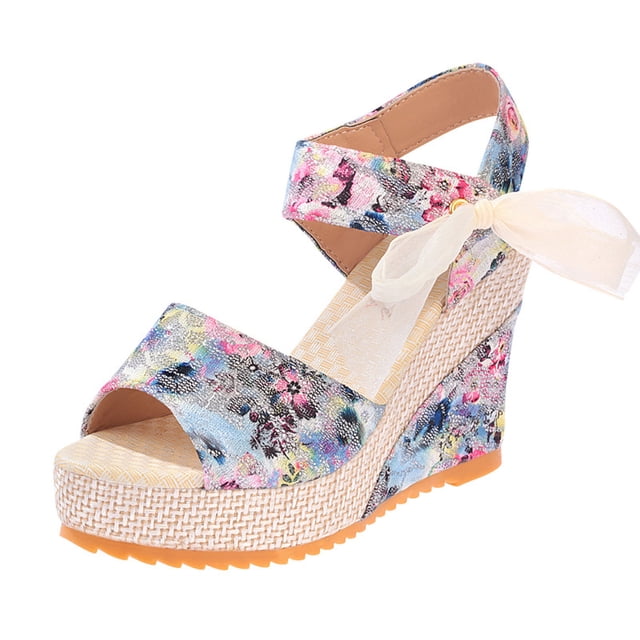 XZNGL Chaussures pour Femmes Chaussures Femmes Chaussures Décontractées Mode Femmes Unies Été Sandales à Lacets pour Dames Talon Compensé Chaussures de Plage Décontractées