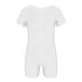 thumbnail image 1 of inhzoy Filles Enfants Manches Courtes Extensible Ballet Danse Justaucorps Unitard Justaucorps Combinaison Biketard Tenue de Danse Blanc 10, 1 of 5