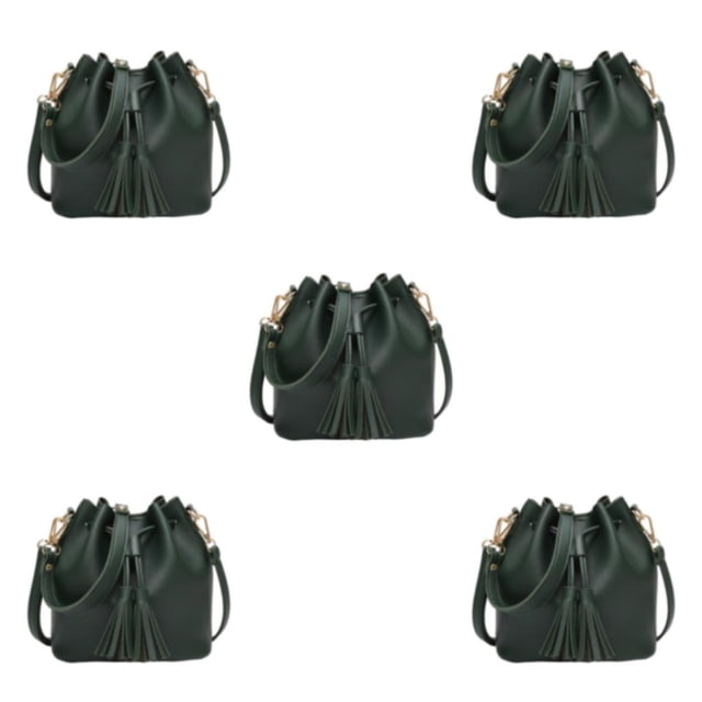 Maytalsory Chic Small Shopping Bucket Shoulder Bag Drawstring Purse Handbag Blue Green 22x11x19CM 5Set