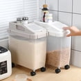 thumbnail image 4 of LPSSTORE Large Airtight 20Lb Rice Container Food Storage Cereal Container Pet Dog Food Container with Wheels + Measuring Cup Flour Grain Container for Household, 4 of 8