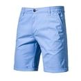thumbnail image 1 of Yuzhih Summer Shorts for Men Slim Stretch Twill Flat Front Shorts Basic Solid Color Lounge Shorts with Pockets, 1 of 3