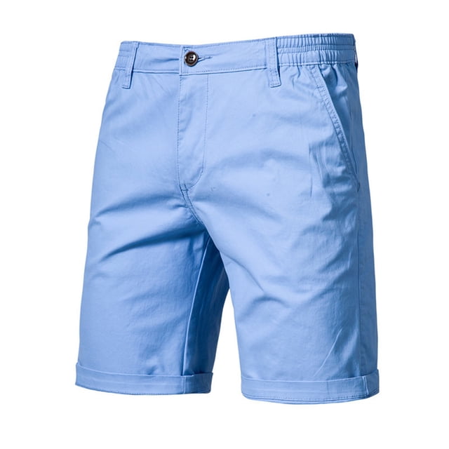 Yuzhih Summer Shorts for Men Slim Stretch Twill Flat Front Shorts Basic Solid Color Lounge Shorts with Pockets