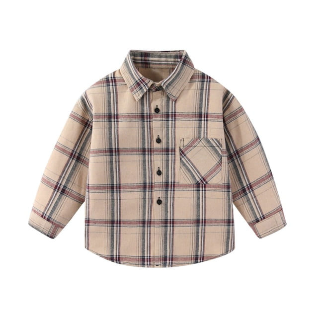 Tranfacy Chemises à Carreaux à Boutons pour Enfants à Manches Longues Col Rabattu Manteau d'Automne et Couche de Base
