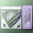 thumbnail image 4 of TopLLC Trousse de Géométrie de Rentrée Scolaire, Ensemble de Fournitures pour Élèves de 7 Pcs avec Boîte de Rangement Incassable Incluant Règle, Rapporteur, Gomme, Laisse, Crayons pour le Dessin, 4 of 9