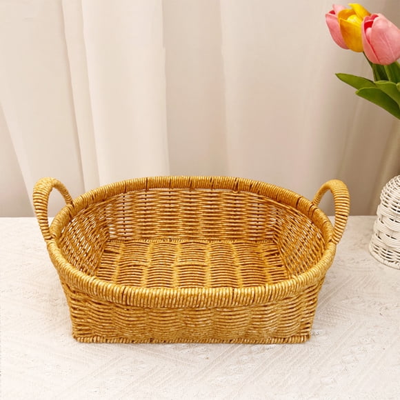 Panier de Rangement Imitation Vigne - Panier à Fruits et Légumes Tissé en Plastique - Organisateur de Cuisine Multifonctionnel - Plateau à Goûter, JKODE